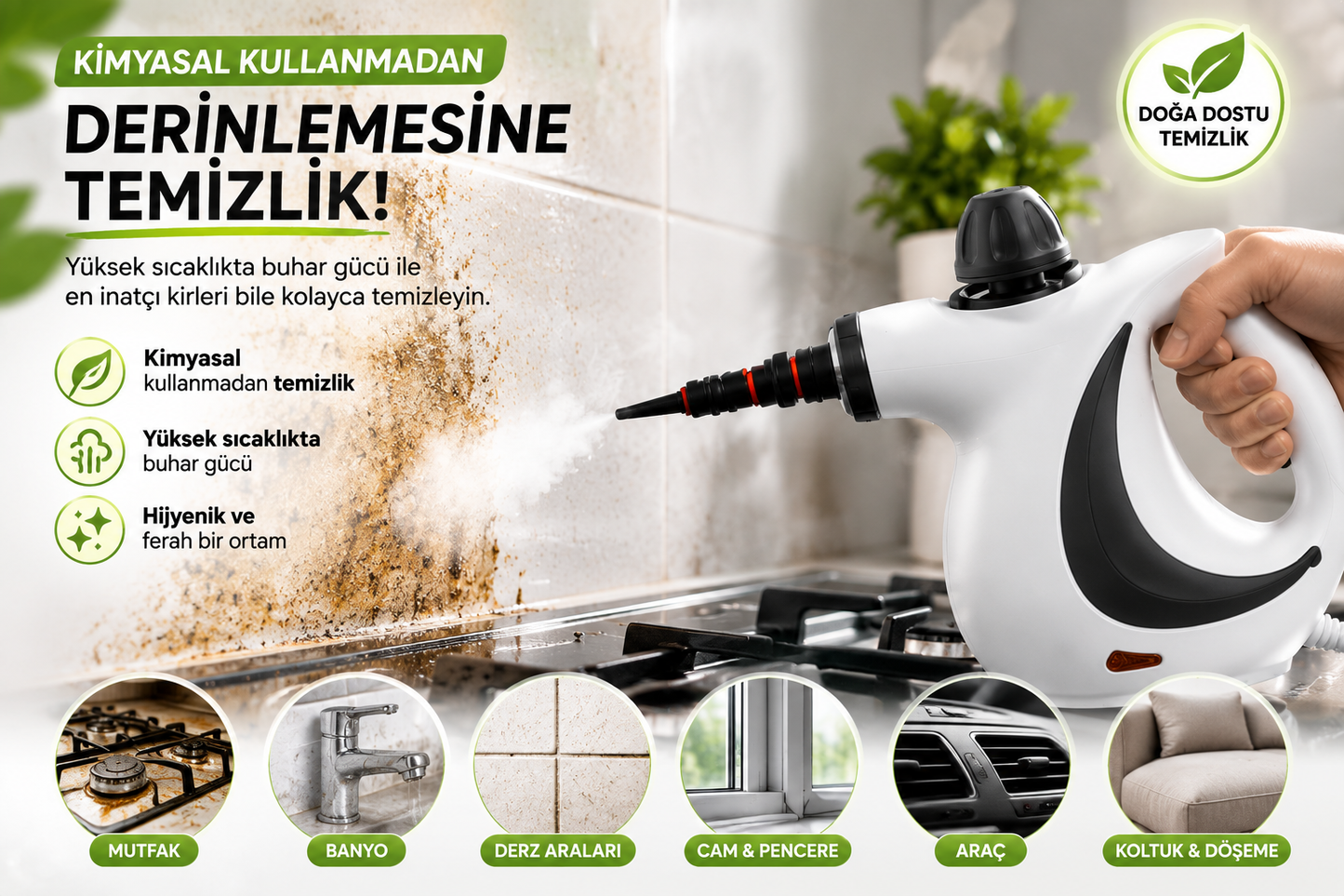 Nexora SteamPro™ Çevre Dostu El Tipi Buharlı Temizleyici